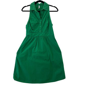 Anthropologie Maeve Kelly Green Fountain of Youth Sleeveless Shirt Dress Women 8